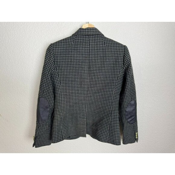 J.Crew Women's Blazer Jacket Size 2 Wool Houndstooth Elbow Patches preppy - Picture 8 of 11